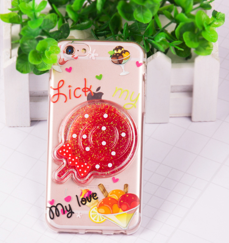 iPhone 7 Lollipop CANDY Style Liquid Star Dust Case (Red)